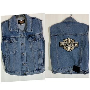 Harley-Davidson ❤️ Classic Blue Denim Vest Sz M